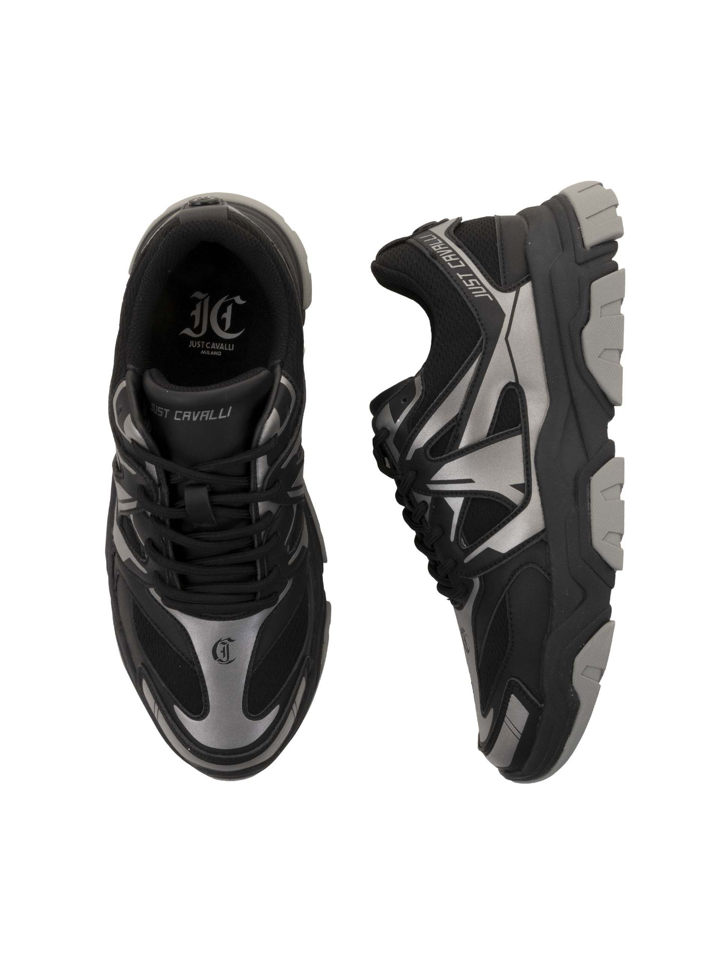 Sneakers barbati JUST CAVALLI 78QA3SH6 - Negru Argintiu